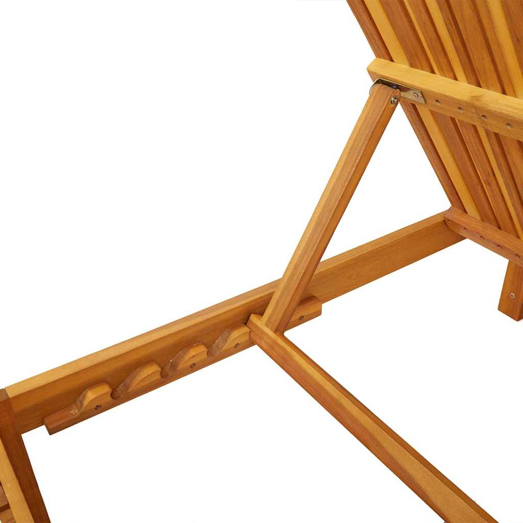 Sun Lounger Reclining Brown 200 x 55 x 94cm Solid Acacia wood